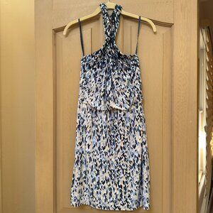 NWOT White House Black Market Blue Patterned Halter Dress